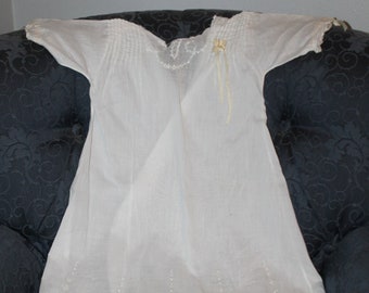 Vintage Edwardian Christening Gown with Hand Embroidery, Age 2-5 months