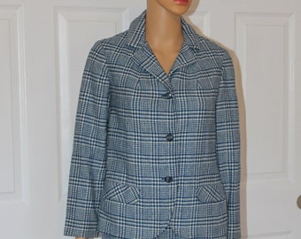 XS, tailleur con gonna pied de poule e minigonna, vintage anni '60, vita 22"