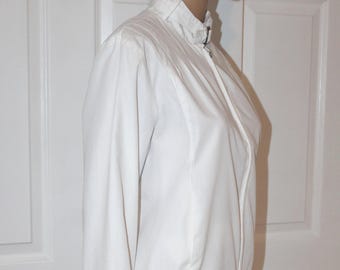 SZ. M/L, White Windbreaker Jacket, Vintage 1970's, 38" Bust