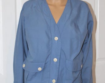 Maat L, blauw nylon trainingspak, vintage jaren 80, taille 34 inch