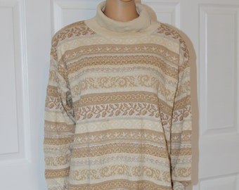 SZ S/M, Metallic Gold Pullover Sweater, Oversize! Vintage 1990's, 35" bust