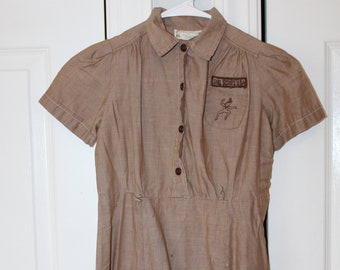 Uniforme vintage de niña exploradora, estilo brownie, años 50, cintura de 61 cm
