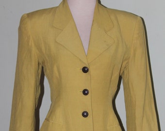 Sz S, Silk and linen blend blazer, vintage 1990's , 35" bust