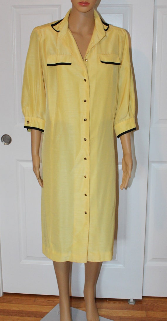 Sz. M/.L Lemon Yellow Day Dress, Vintage 1980's, S