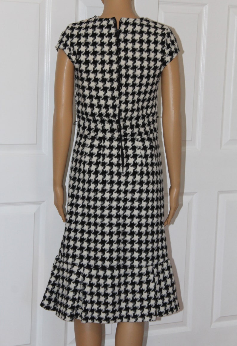 28 waist S Black and White Hounds tooth Print Wool Blend Dress Vintage 1990/'s Sz