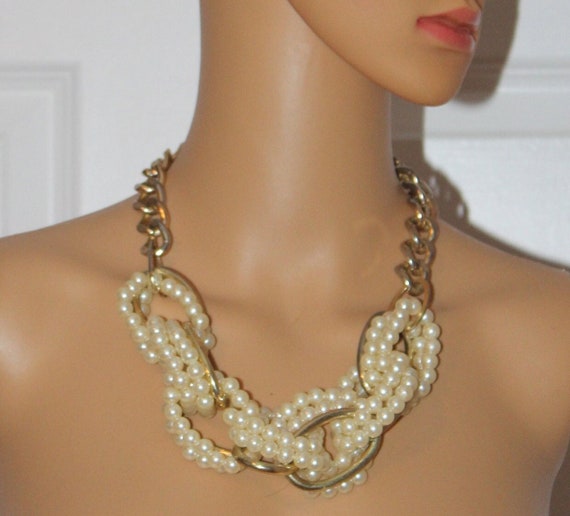 Pearl And Gold Necklace, Huge!  Vintage 1990's - image 1