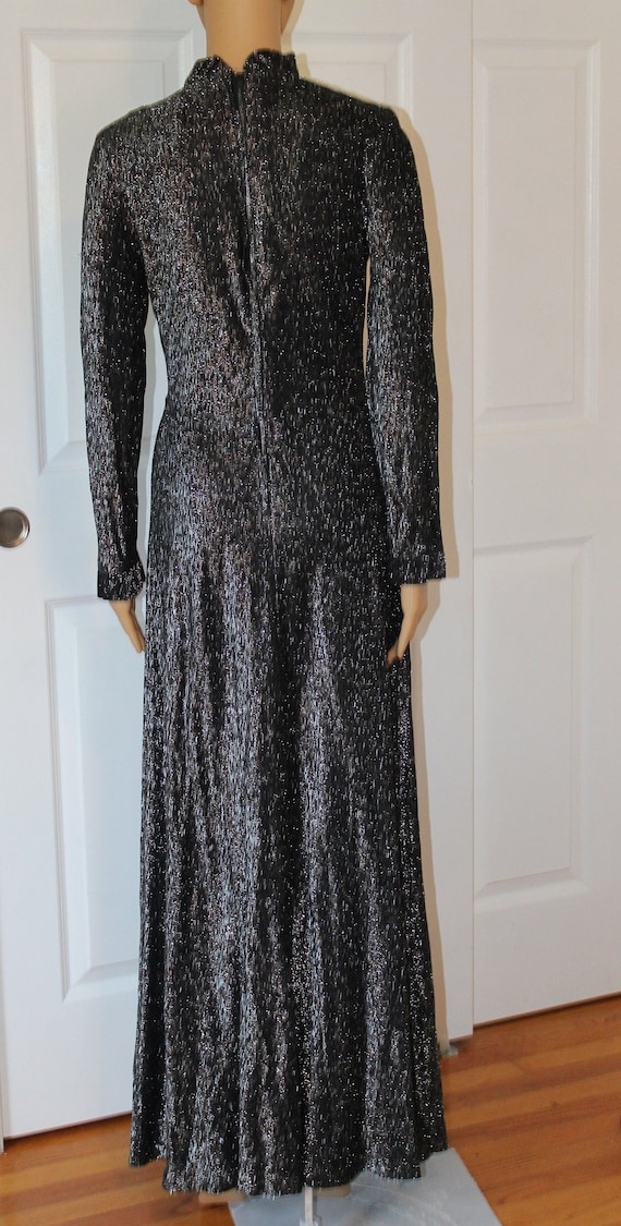 SZ. S, Silver and Black Lurex Gown, Vintage 1970'… - image 5