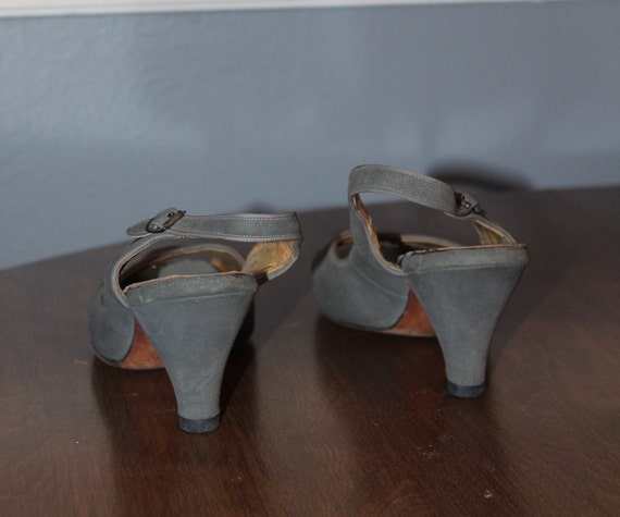 7N, Gray Suede Slingback Pumps, Vintage 1950's - image 3