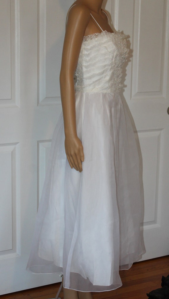 White Lace and Chiffon Dress, Vintage 1960's, 27"… - image 3