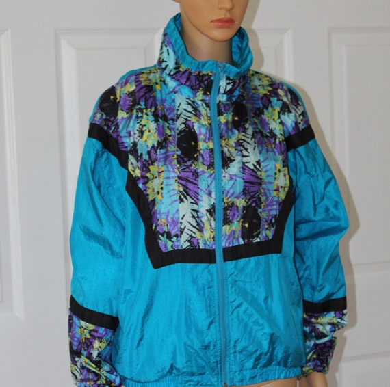 SZ. L/XL, Bold and Beautiful Nylon Track Jacket, … - image 1