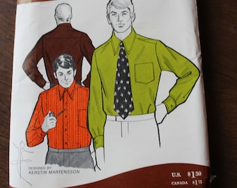 Taglia S, modello di camicia da uomo in maglia, vintage 1971, non tagliata, per torace da 32 a 38"