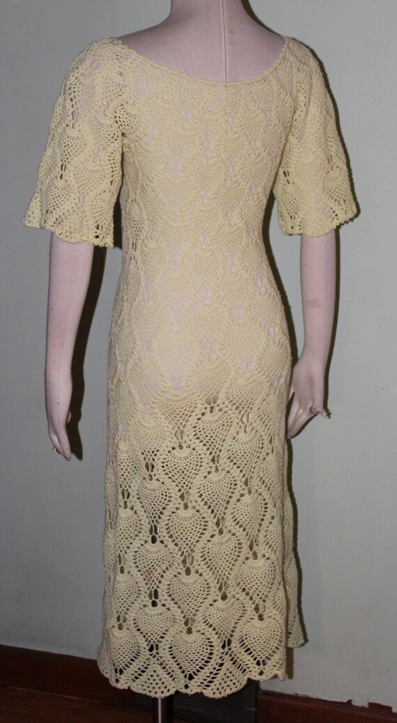 Sz. S, vintage crotchet dress,1970's, handmade, 2… - image 5