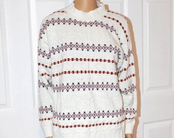 38" Chest, Men's Acrylic Knit Mock Neck Sweater, Vintage 1970's