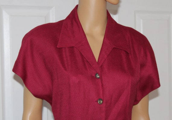 Sz S, Dark Rasberry Rayon Dress, Liz Claiborne, V… - image 2