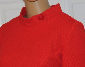 SZ. S/M, Red, Diamond Patterned Dress, Gloria Swanson for Puritan, Vintage 1960's, 36" bust