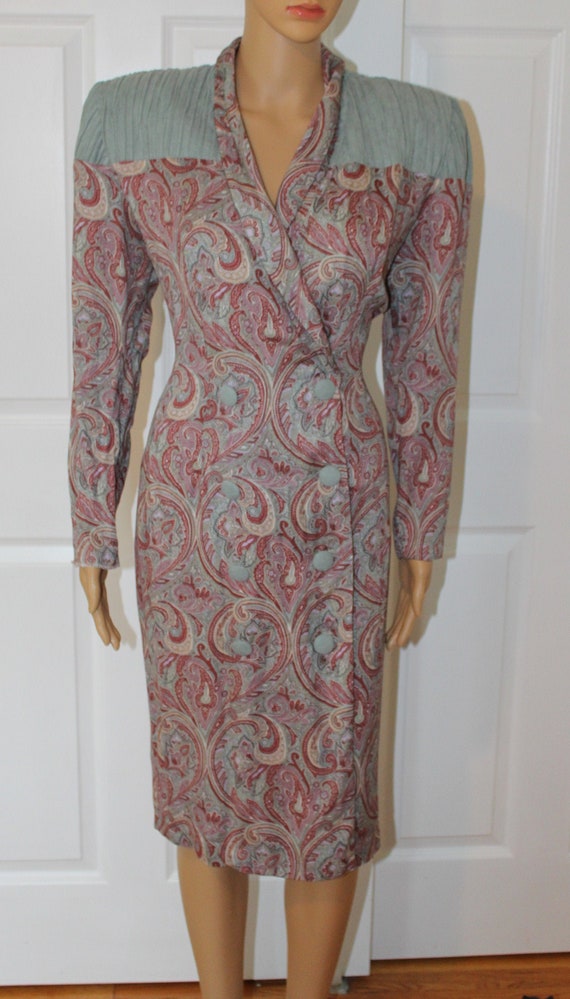 Size L, John Roberts 1980's Vintage Dress,, Paisle