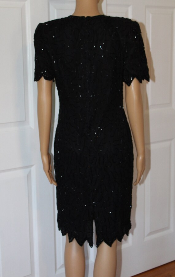 Sz. S, Laurence Kazar Black Beaded Dress, Vintage… - image 4