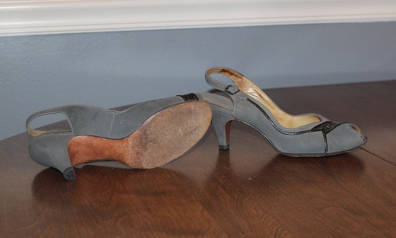 7N, Gray Suede Slingback Pumps, Vintage 1950's - image 4