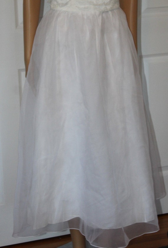 White Lace and Chiffon Dress, Vintage 1960's, 27"… - image 6