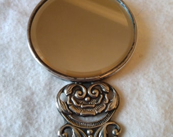 Hans Jensen Denmark Silver Plated Purse Hand Mirror 1950s