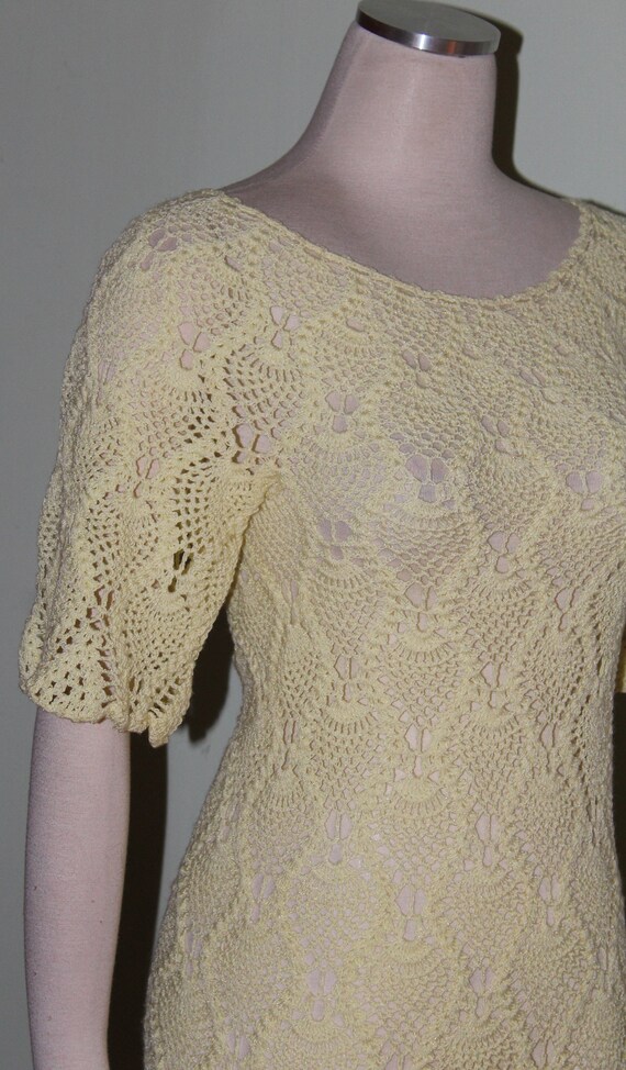 Sz. S, vintage crotchet dress,1970's, handmade, 2… - image 4