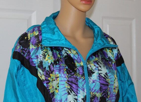 SZ. L/XL, Bold and Beautiful Nylon Track Jacket, … - image 2