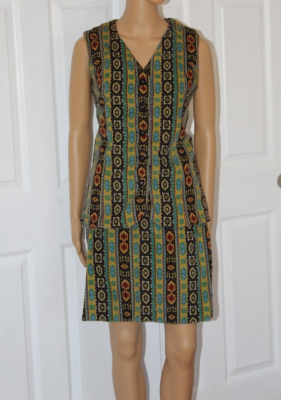 SZ. S, Mini Skirt and Vest Corduroy Set, Vintage 1