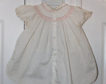 Pink and white Baby Dress, Vintage 1950's, Feltman Brothers, All Cotton