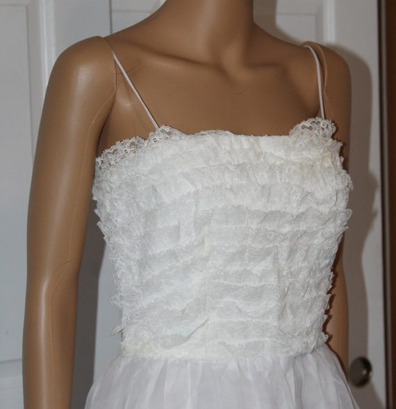 White Lace and Chiffon Dress, Vintage 1960's, 27"… - image 2