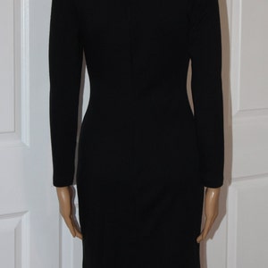 SZ. S, Black Bodycon Dress with Shoulder Pads, Vintage 1980's, 28 waist image 5