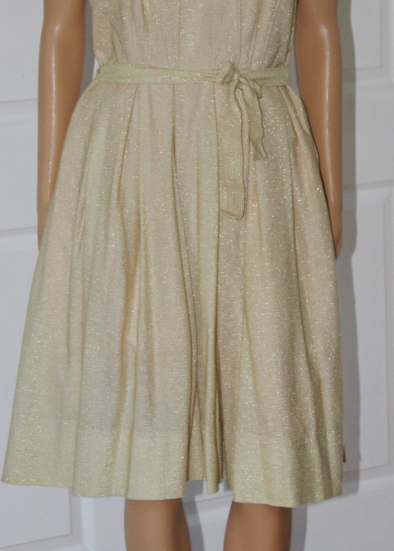 Size SM, Gold Meatallic Lurex Dress and Belt, Vin… - image 6