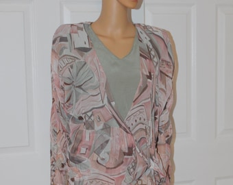 Size M, Double Layer, Graphic Top with shoulder Pads, Vintage 1980's, 36" bust