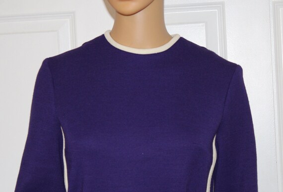 SZ. S, Purple Mini Dress with Belt, Vintage 1960'… - image 2