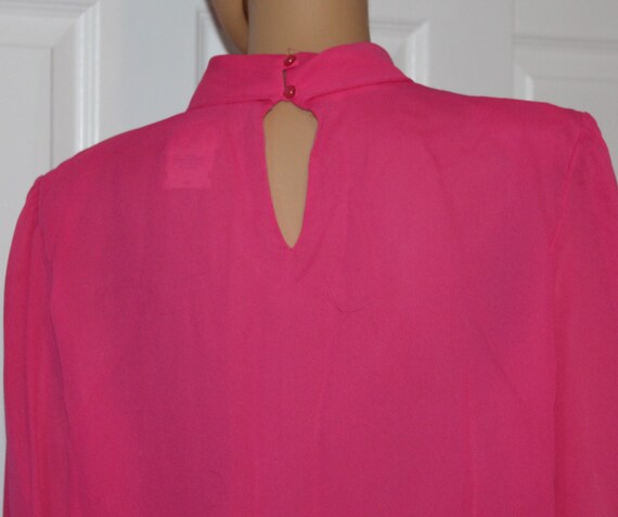 Size M,Hot Pink Dress with Pleated Bodice, Vintag… - image 6