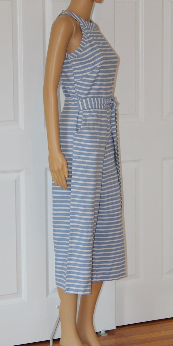 Sz. S, Blue and White Striped Romper, Vintage 1990