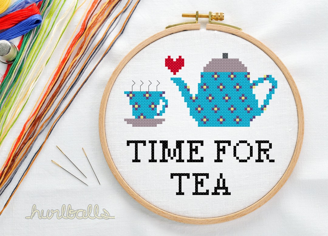 Tea Time Cross Stitch PDF Pattern - Etsy