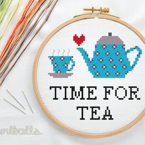 Tea Time Cross Stitch PDF Pattern