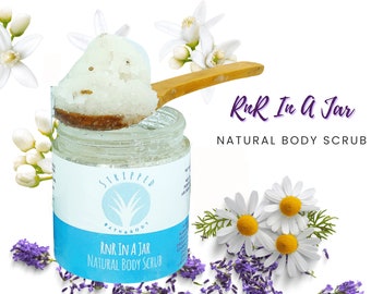 RnR In A Jar Handmade Exfoliating Body Scrub (Small) - Lavender, Neroli and Chamomile Essential Oil Blend