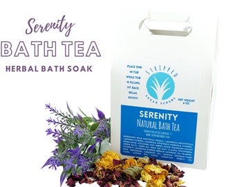 Serenity Relaxing Lavender Bath Tea (4PK) | Colloidal Oat Tub Tea | Rose Petal Bath Soak with Essential Oils | Relaxing Bath Time Gift