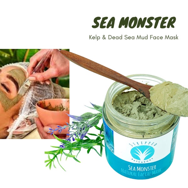 SEA MONSTER Dead Sea Mud Mask with Seaweed | Natural Clay Mask | Acne & Anti-Aging Face Care | Deep Cleansing Detox for Skin Revitalization