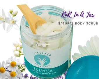 RnR In A Jar Handmade Exfoliating Body Scrub (12oz) - Lavender, Neroli and Chamomile Essential Oil Blend