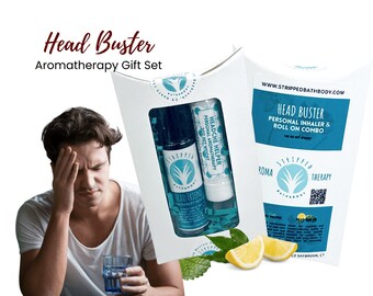 Drug Free Migraine and Headache Relief - 2 PC Aromatherapy HEAD BUSTER Set, Perfect for Natural Head Pain Management - Stocking Stuffer