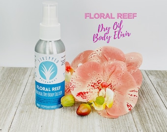 Floral Reef Moisturizing Dry Body Oil - Orchid and Sea Salt Fragrance | Natural Skin Softening Oil | Bath and Body Self Care Spa Gift