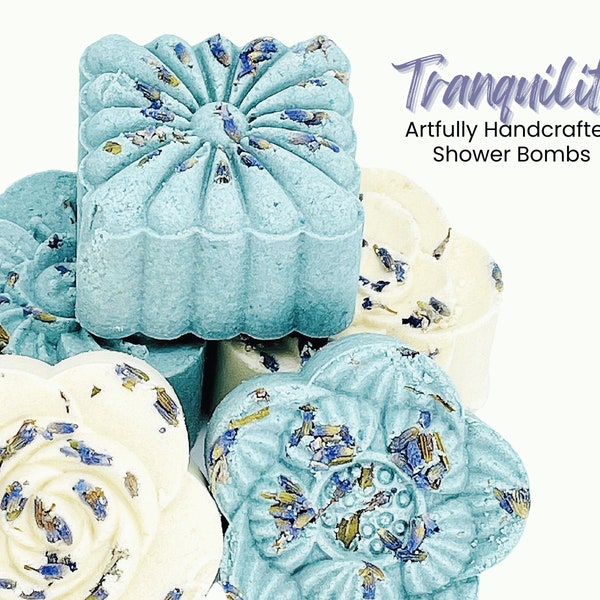 RELAXING SHOWER STEAMERS Tranquility Blend (5PK), Calming Essential Oil Blend for Stress Relief, Perfect Spa Gift, Christmas Gift