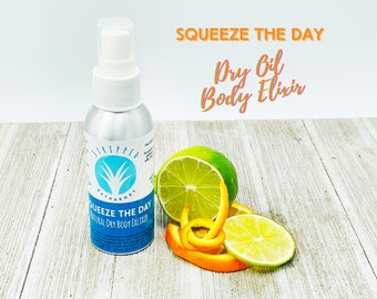 Citrus Scented Dry Body Oil Squeeze the Day Skin Hydrating Solution, Luxurious Moisturizing, Ideal Spa Experience, Christmas Gift