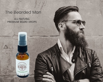 THE BEARDED MAN Skin Conditioning Beard Drops, Handcrafted Oil for Healthy Beard Growth, Ultimate Grooming Essential, Great Gift Idea