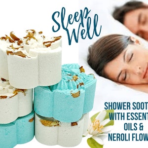 RELAXING SHOWER STEAMERS Sleep Well Blend (5PK), Calming Essential Oil Blend for Stress Relief, Perfect Spa Gift, Christmas Gift