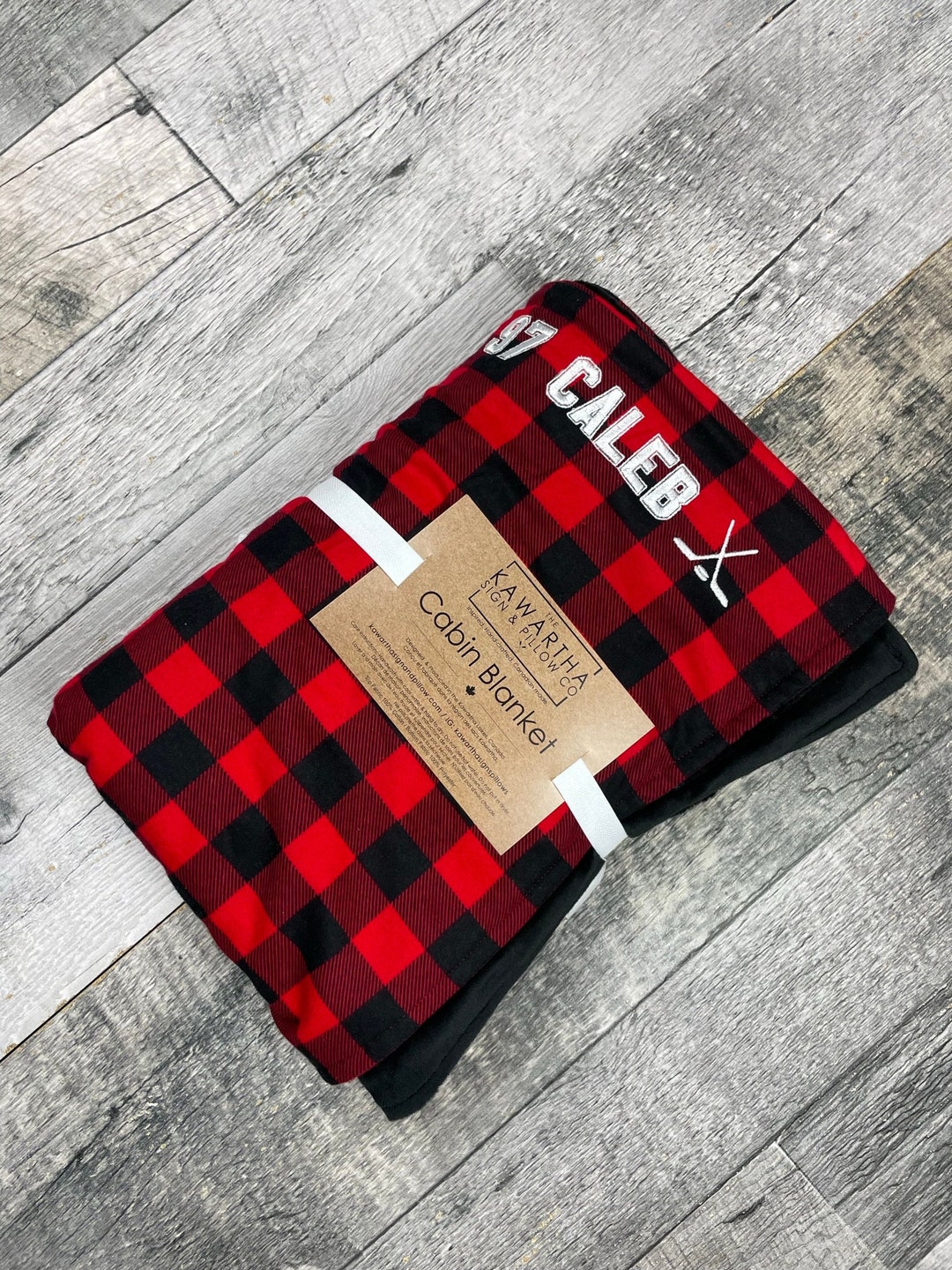 Cabin Blanket Custom Hockey Blanket Name and Jersey Number Throw