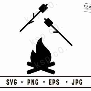 Campfire &Marshmallows Silhouette SVG, png, jpeg, EPS, Digital Download, Digitale Datei, Camping, Kinderzimmer, Cricut, Silhouette, Marshmallow