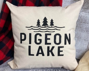 Custom Three Tree Lake/ Pigeon Lake Pillow Cover / Home Decor / Throw Pillow / Canvas Pillow / Fall Decor / Cottage Theme / Spring